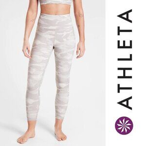 NEW! ATHLETA Elation Camo 7/8 Tight  Womens S Tall Taupe Tan Beige $89 Leggings